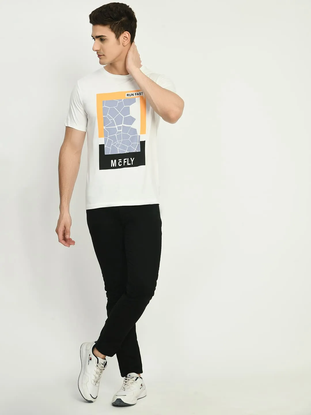 Men’s Printed Round Neck T-Shirt - White