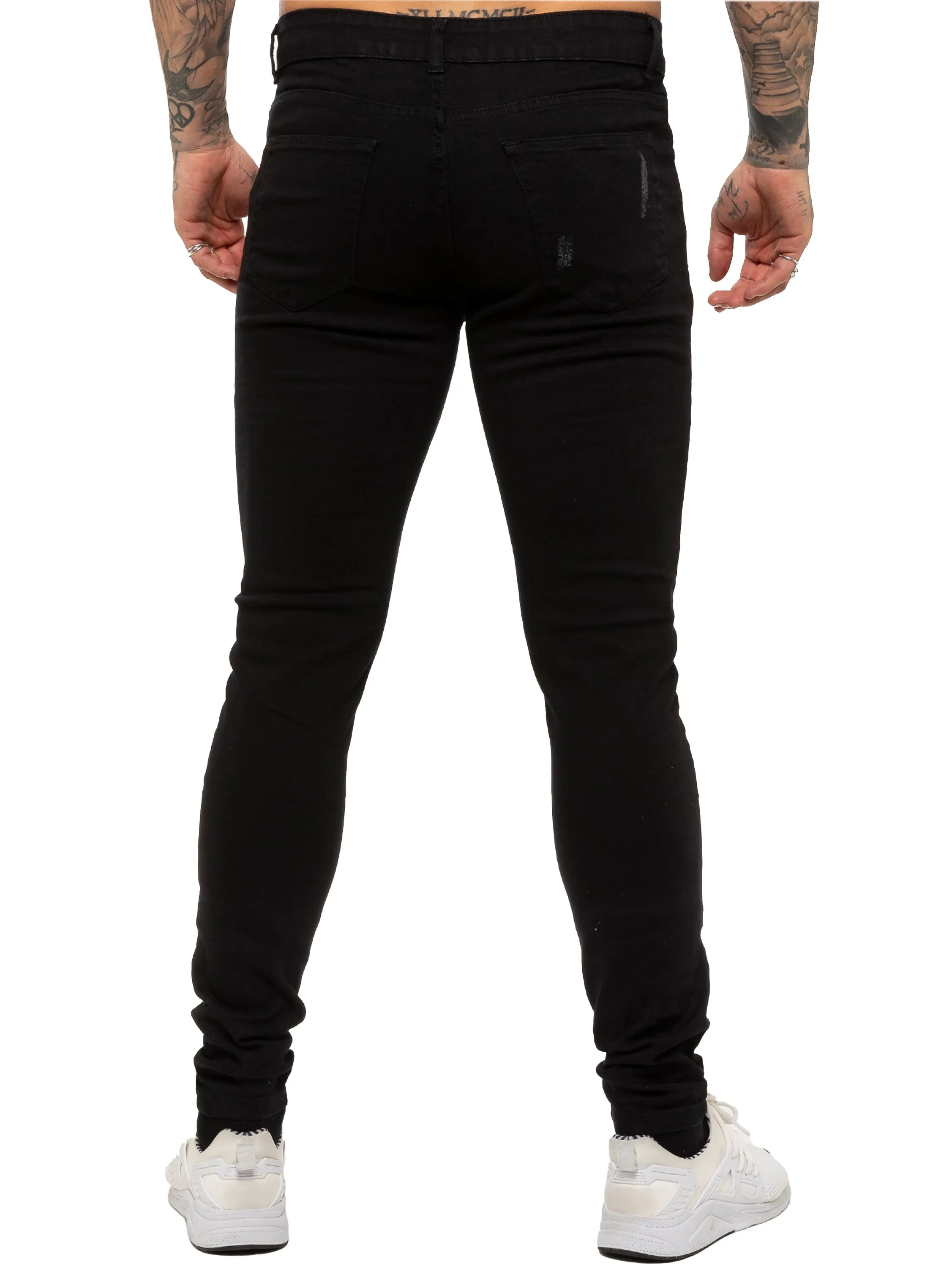 Mens Super Skinny Stretch Ripped Jeans | Enzo Designer Menswear