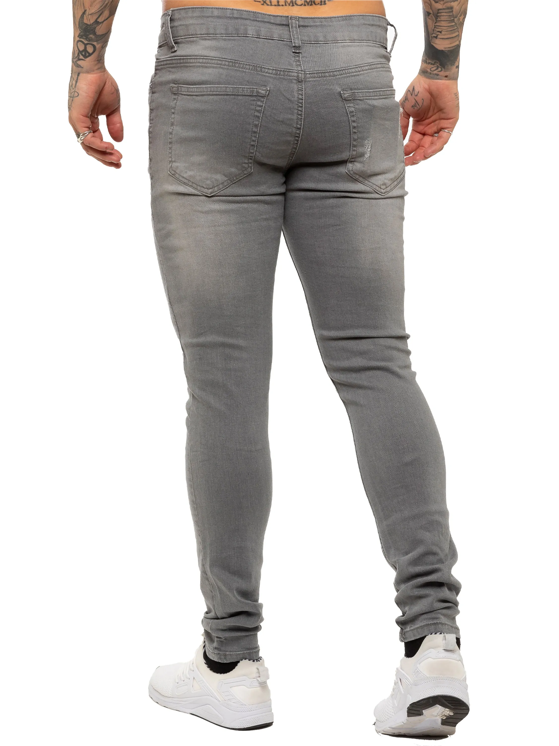 Mens Super Skinny Stretch Ripped Jeans | Enzo Designer Menswear