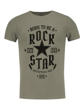 Men's T-shirt Born To be a Rock Star Khaki Beige Gray / Color Option / MD873