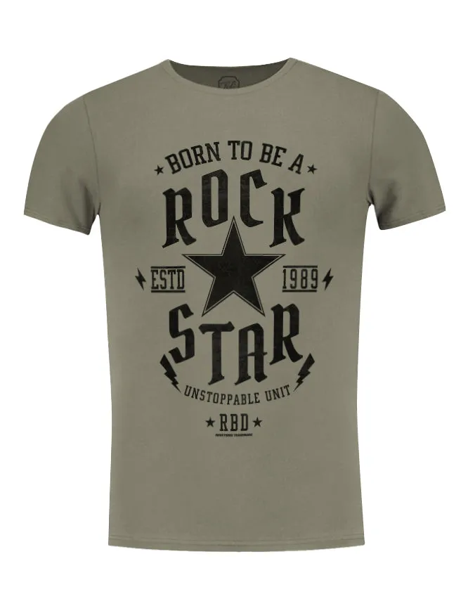 Men's T-shirt Born To be a Rock Star Khaki Beige Gray / Color Option / MD873