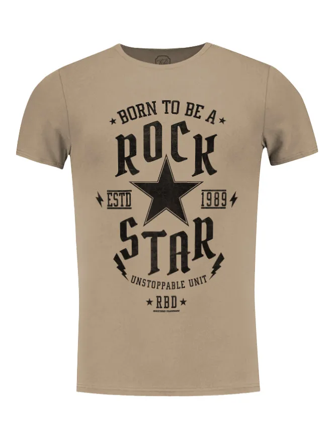 Men's T-shirt Born To be a Rock Star Khaki Beige Gray / Color Option / MD873