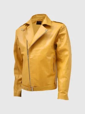 Mens Yellow Biker Leather Jacket