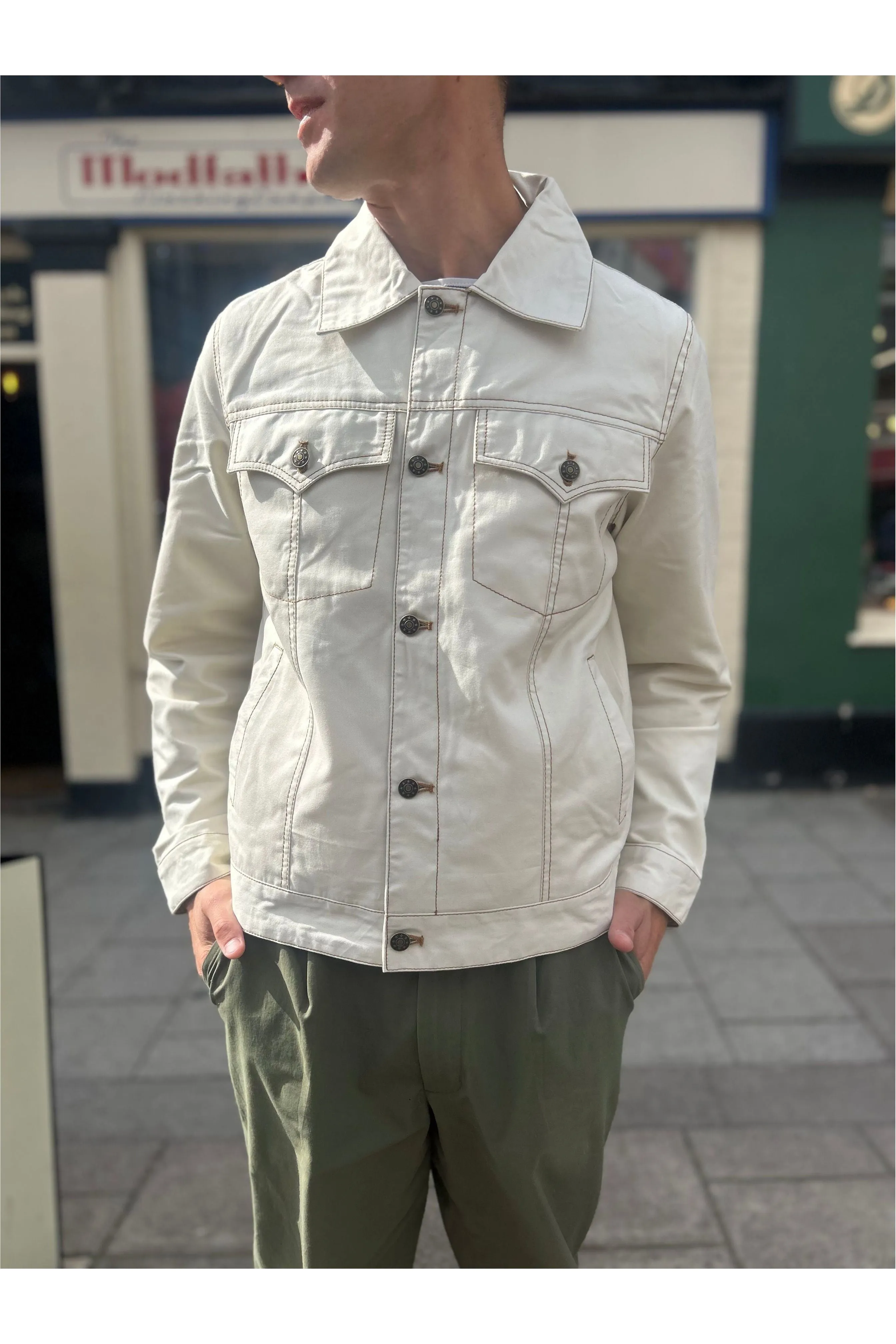 Modfather Clothing - Men’s Ecru - Trucker Jacket