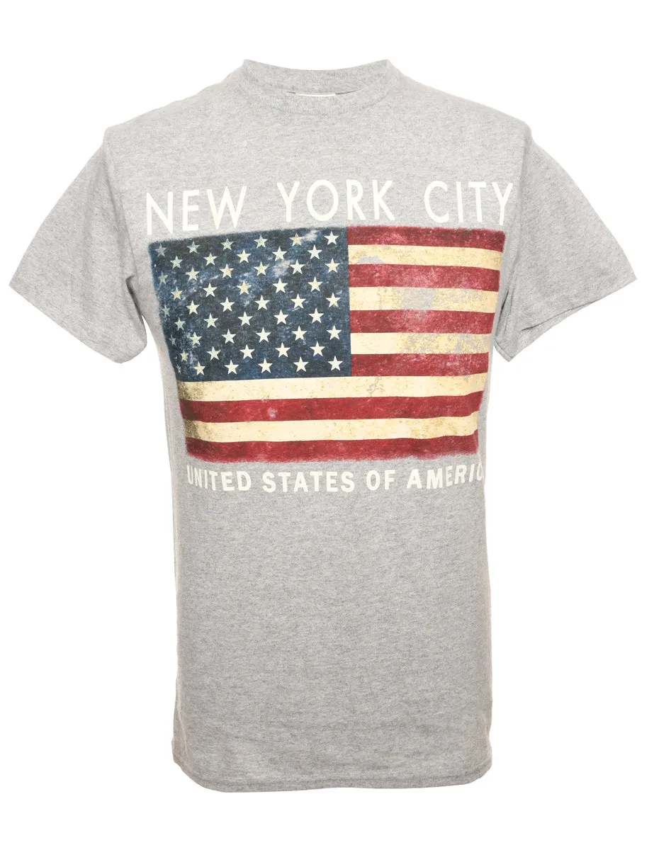 New York Grey Printed T-shirt - M