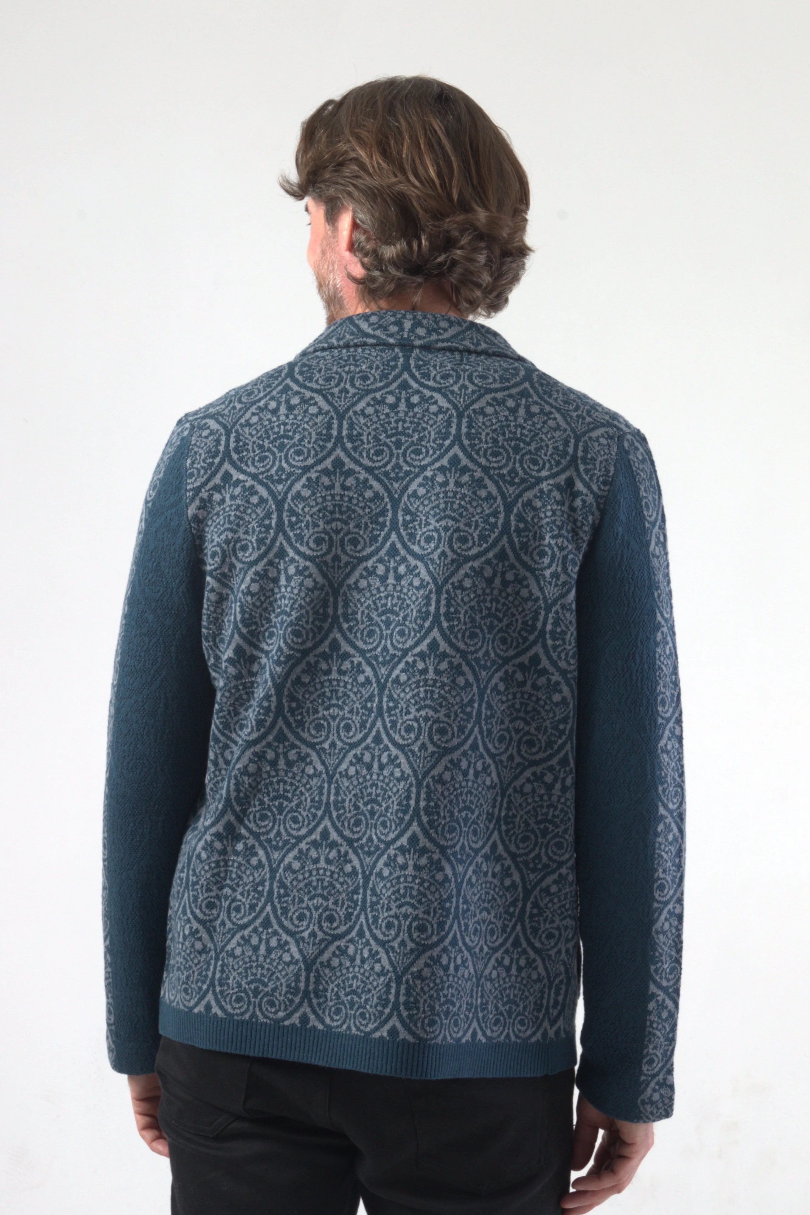 Paisley Pattern Jacquard Knit Blazer