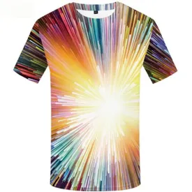 Psychedelic T-shirt Men Fireworks T shirts Funny Colorful Tshirt Anime Space Tshirt Printed Harajuku Tshirts Cool Short Sleeve