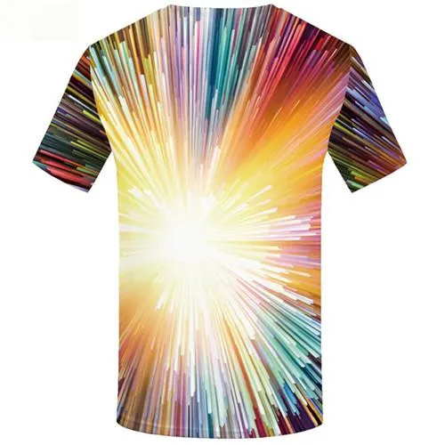 Psychedelic T-shirt Men Fireworks T shirts Funny Colorful Tshirt Anime Space Tshirt Printed Harajuku Tshirts Cool Short Sleeve