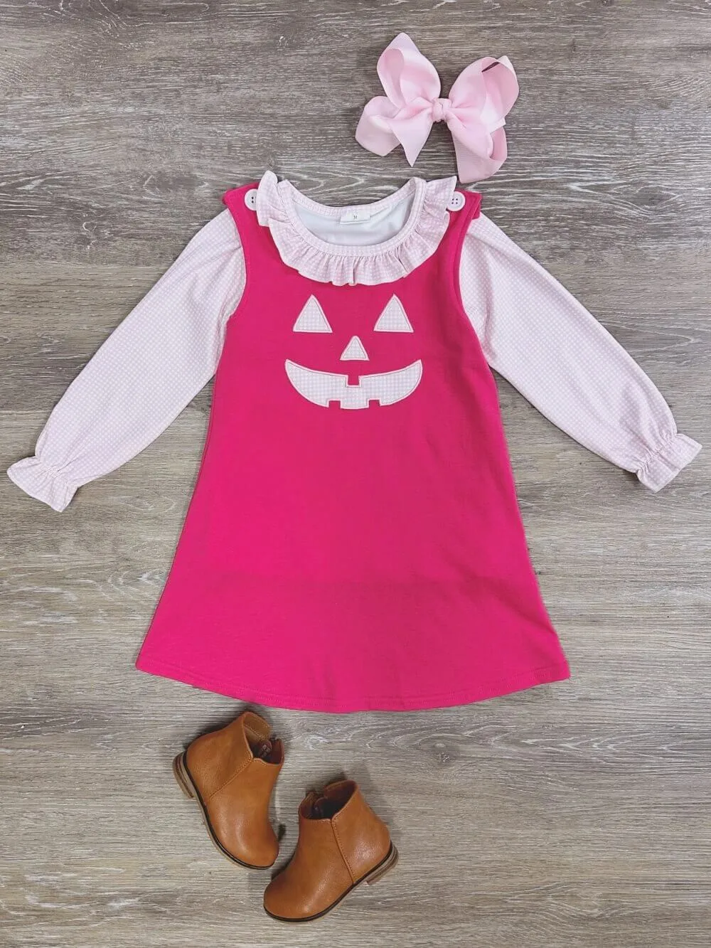 Pumpkin Pink Girls Jumper and Long Sleeve Shirt Outfit