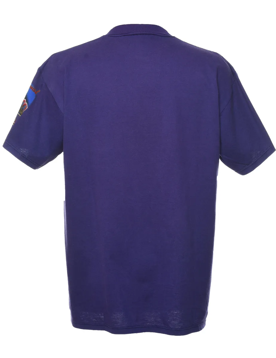 Purple Printed America Design T-Shirt - XL