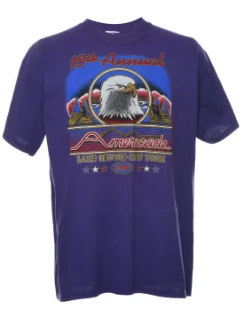 Purple Printed America Design T-Shirt - XL