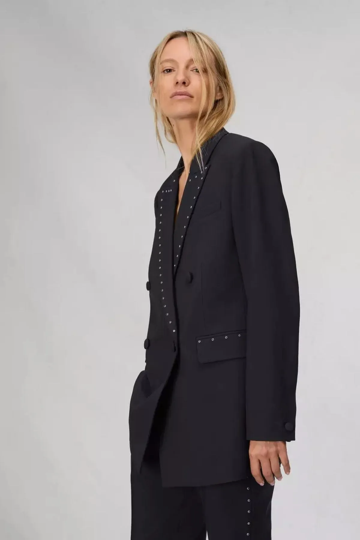 Rag & Bone Emile Stud Detail Blazer - Black