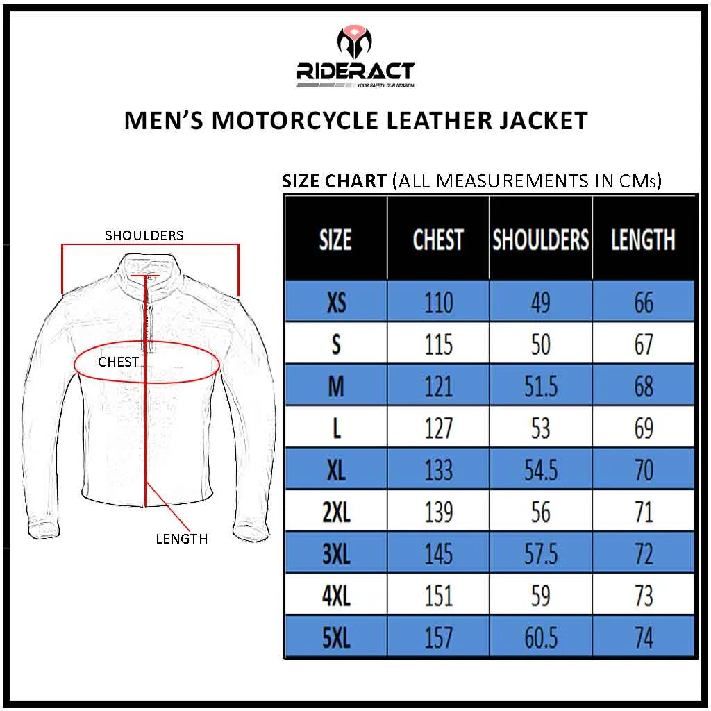 RIDERACT® Men Motorbike Jacket Leather Cafe Racer Biker Jacket KRATOS