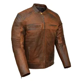 RIDERACT® Men Motorbike Jacket Leather Cafe Racer Biker Jacket KRATOS