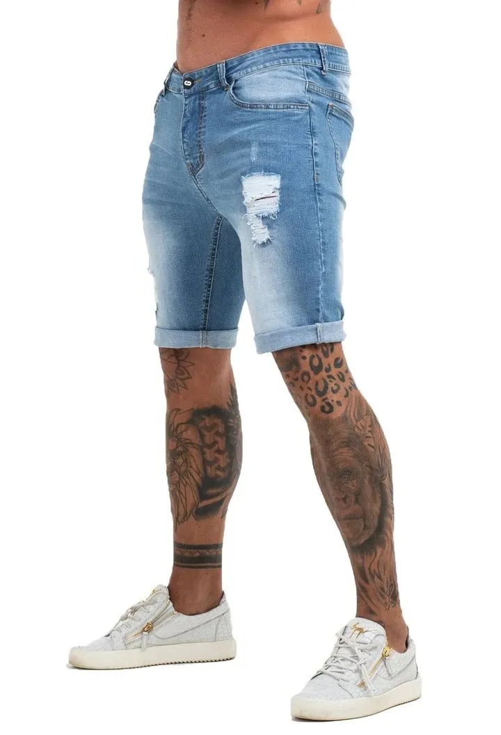 Ripped Light Blue Short Jeans