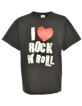 Rock N' Roll Design Fruit Of The Loom Printed T-shirt - L