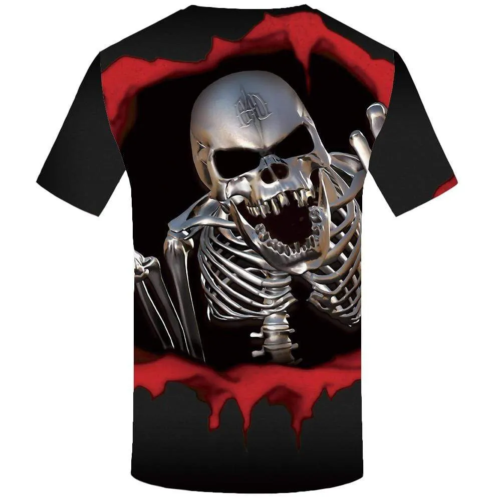 Skull T-shirts Men Skeleton T-shirt 3d Metal Tshirts Print Punk Rock Tshirt Anime Black T shirts Funny Mens Clothing