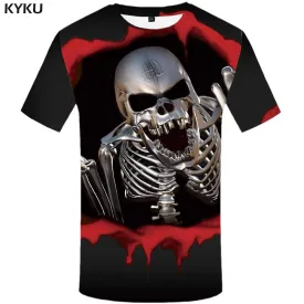 Skull T-shirts Men Skeleton T-shirt 3d Metal Tshirts Print Punk Rock Tshirt Anime Black T shirts Funny Mens Clothing