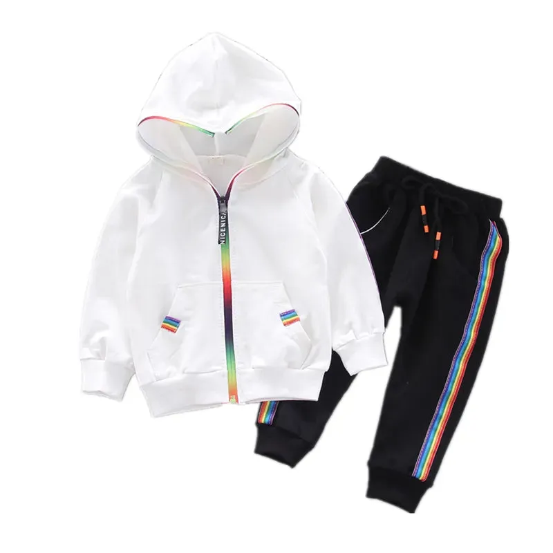 Spring Autumn Girl/Boys Hooded Jacket Pants 2Pcs/Set Kids Tracksuits*