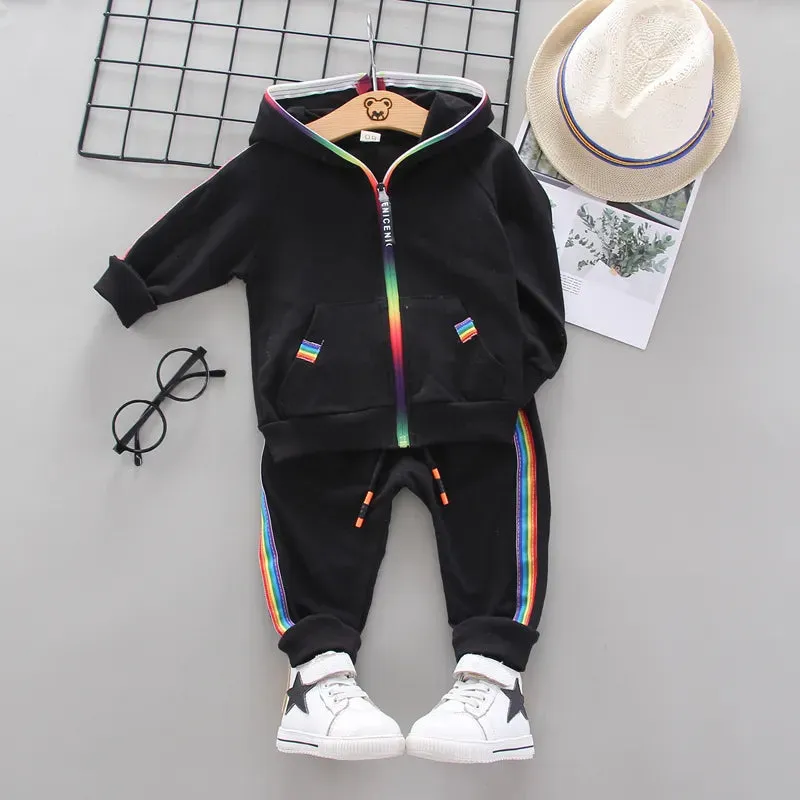 Spring Autumn Girl/Boys Hooded Jacket Pants 2Pcs/Set Kids Tracksuits*