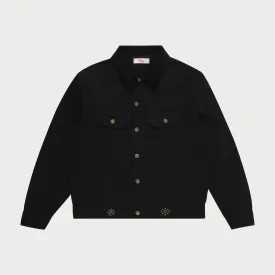 Studded Denim Trucker Jacket (Black)