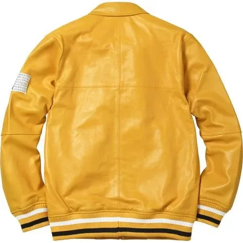 Supreme Uptown Studded Leather Varsity Jacket In Yellow