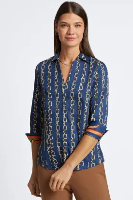 Taylor No Iron Chain Stripe Print Shirt