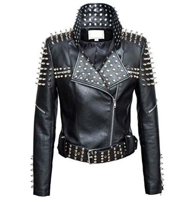 Timeless Classic Studded Leather Slim Fit Jacket