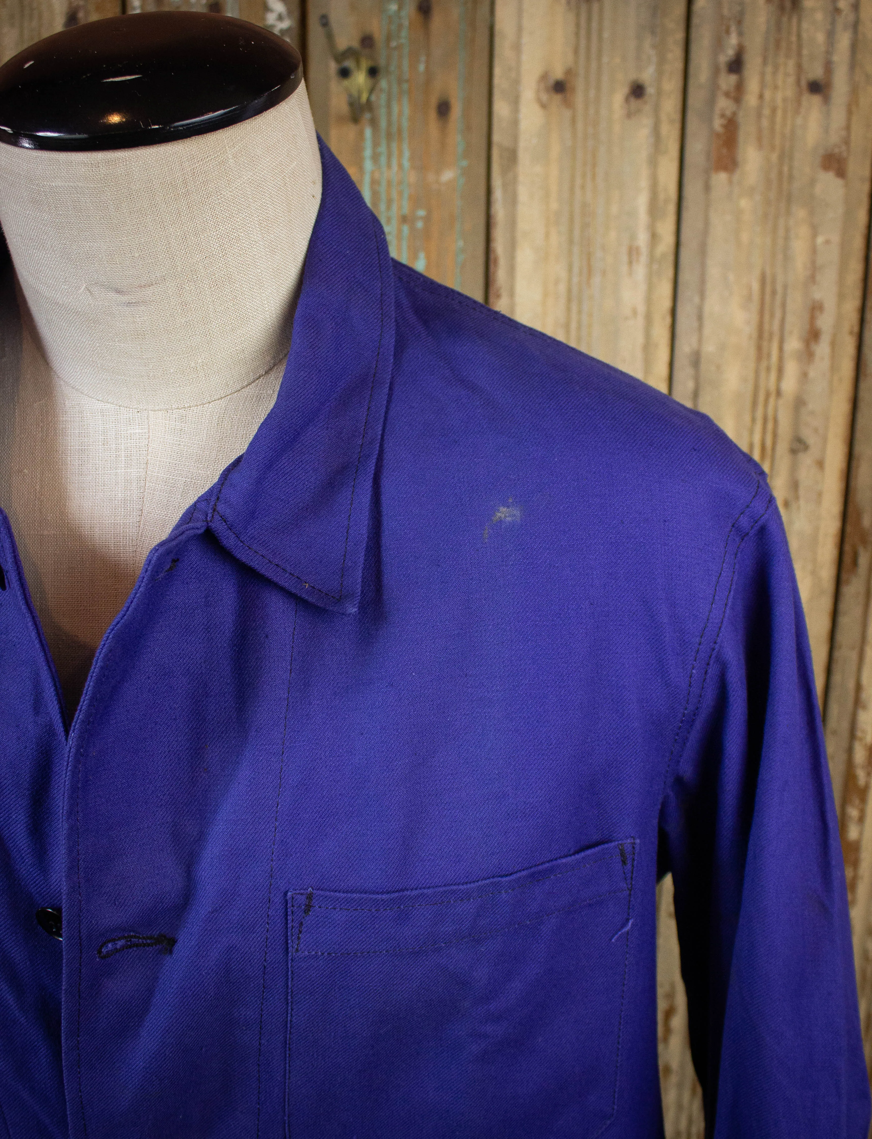 Vintage French Workwear Denim Chore Jacket Purple XL