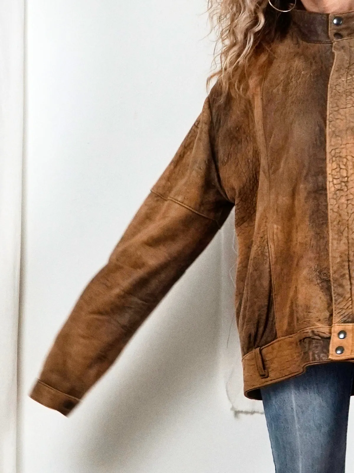 Vintage Nutmeg Leather Bomber Jacket