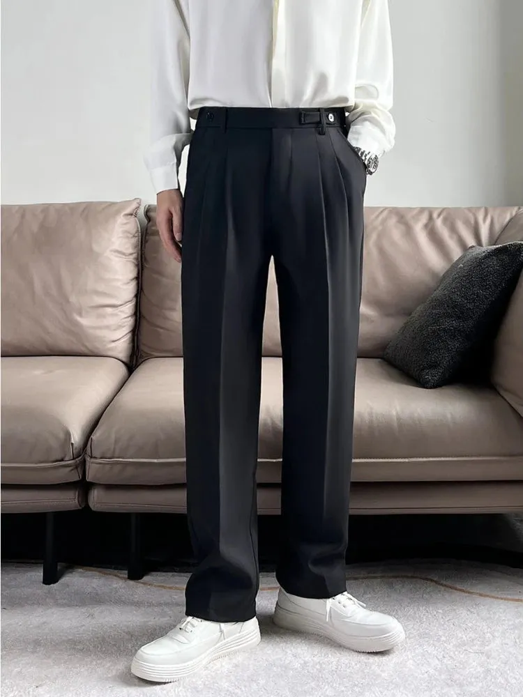 Wiaofellas  -  Male Suit Trousers Wide Leg Draped Pleated Fluid Straight Slacks Work Wear Men's Summer Pants Formal Spring Clothes Classic