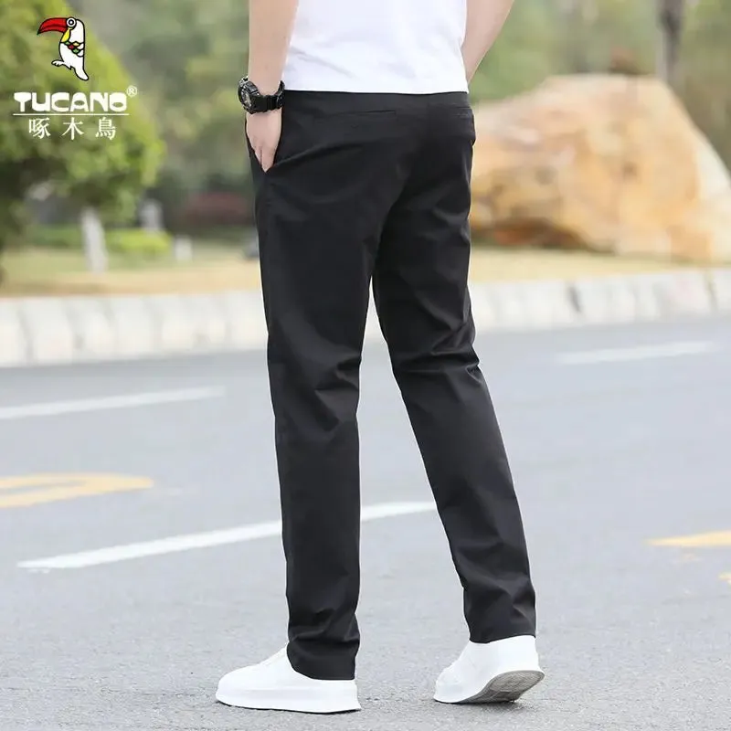 Wiaofellas  -  Male Trousers Cotton Formal Work Baggy Straight Men's Casual Pants Loose Dress Polyester Y2k Slacks Sale Cheap Korean Style Long