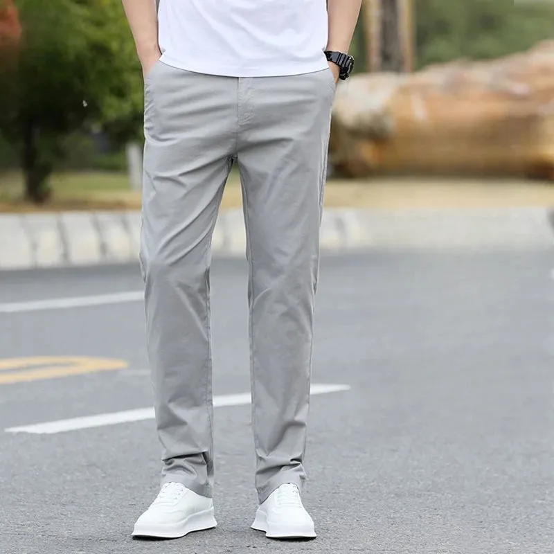 Wiaofellas  -  Male Trousers Cotton Formal Work Baggy Straight Men's Casual Pants Loose Dress Polyester Y2k Slacks Sale Cheap Korean Style Long