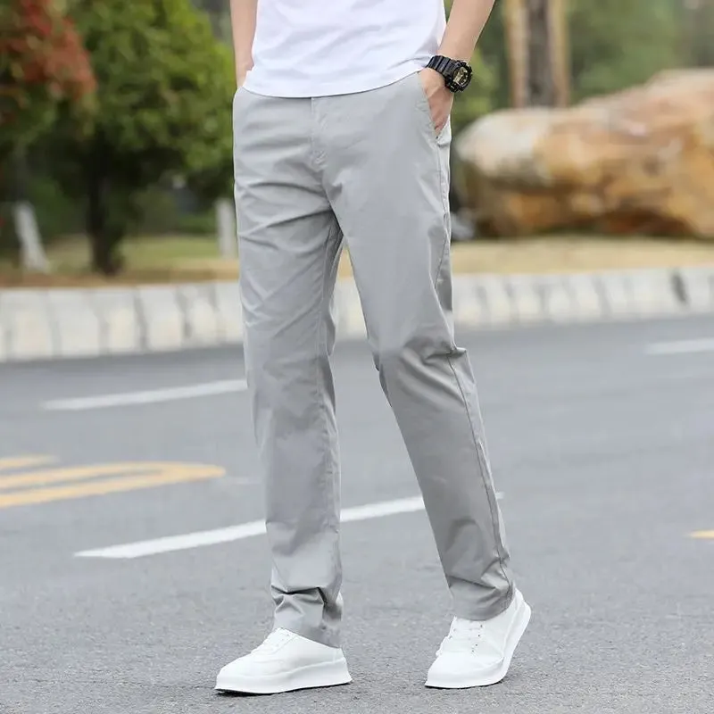 Wiaofellas  -  Male Trousers Cotton Formal Work Baggy Straight Men's Casual Pants Loose Dress Polyester Y2k Slacks Sale Cheap Korean Style Long