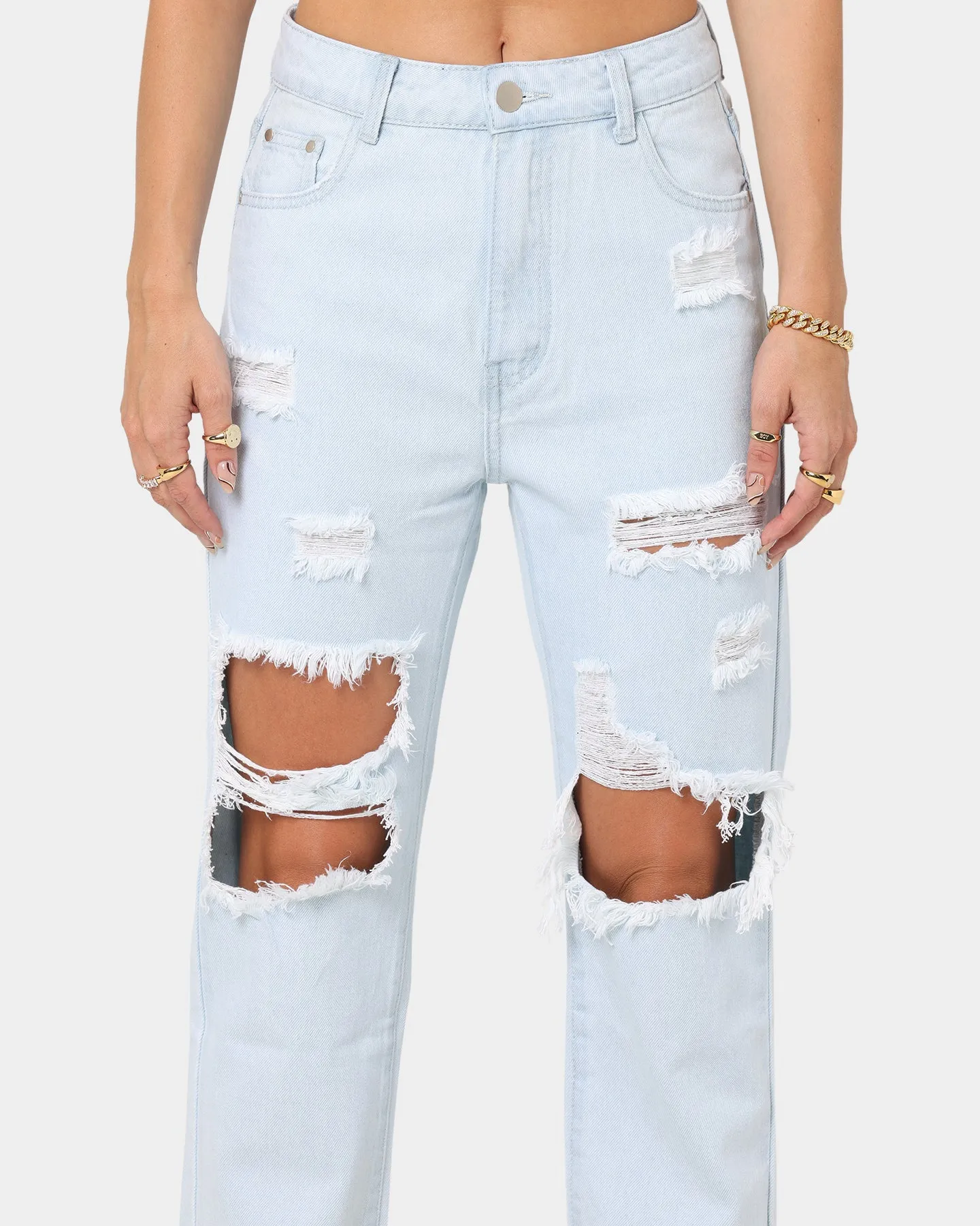 XXIII Women's Bexley Ripped Knee Jeans Light Blue