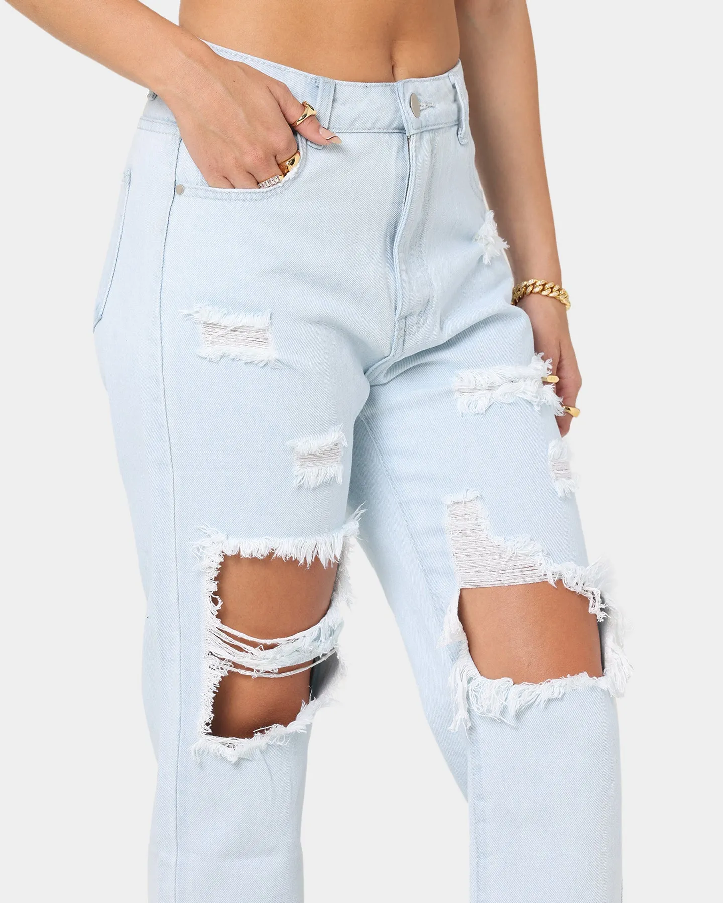 XXIII Women's Bexley Ripped Knee Jeans Light Blue